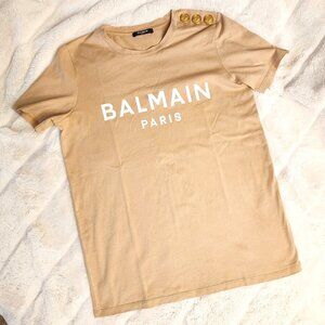BALMAIN - Women Button-Detail Logo T-Shirt - Size S